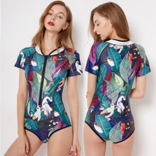 Load image into Gallery viewer, Connected Surfing Suit Short Sleeve Women Swimming Suit Hot Spring Swimming Suit
