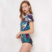 Load image into Gallery viewer, Connected Surfing Suit Short Sleeve Women Swimming Suit Hot Spring Swimming Suit