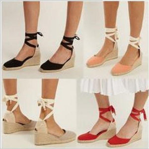 2018 Bandage Wedge Heels Beach Casual Shoes For Women