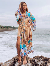 Load image into Gallery viewer, cotton print holiday sunscreens cardigan beach jacket bikini bathing suit beach blouse