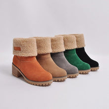 Load image into Gallery viewer, Brushed Thickness Solid Color Round Toe Flock Short Boots