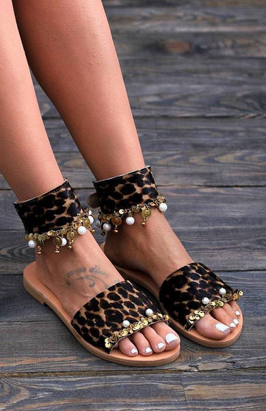 Casual Leopard Open Toe Flat Sandals