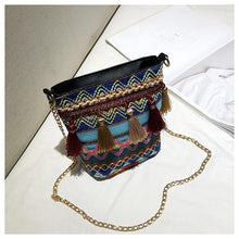 Load image into Gallery viewer, Bohemian National Style Weaving Tassel Bucket Bag Shoulder Bag Crossbody Bag