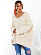 Load image into Gallery viewer, Solid Color V-neck Loose Sweater Tops