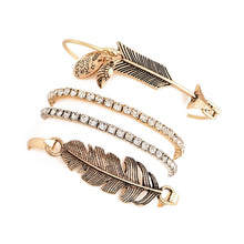 Load image into Gallery viewer, Boho Retro Golden Arrow Leaf Feather Drill Chain Bracelet Set