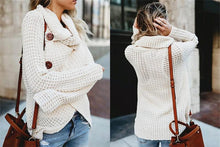 Load image into Gallery viewer, Turtleneck Cardigan Solid Color Button Irregular Sweater