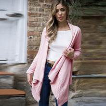 Load image into Gallery viewer, Casual Pink Solid Color Knit Cardigan Sweater