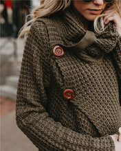Load image into Gallery viewer, Turtleneck Cardigan Solid Color Button Irregular Sweater