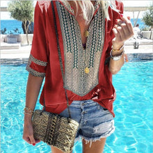 Load image into Gallery viewer, Ethnic Style Plus Size V-Neck Casual T-Shirt