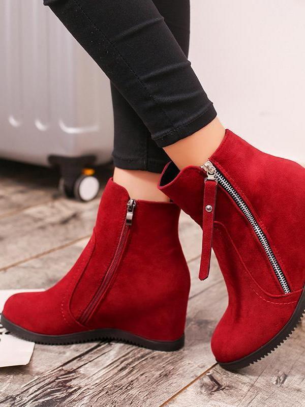 Autumn And Winter Fashion New Products Internal Increase Medium Tube Matte Flat Bottom Boots