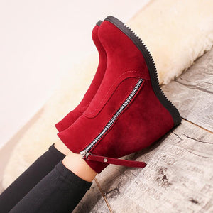 Autumn And Winter Fashion New Products Internal Increase Medium Tube Matte Flat Bottom Boots