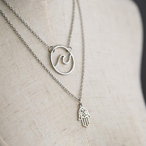 Fashion Alloy Palm Wave Multi-layer Necklace