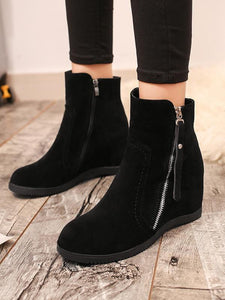 Autumn And Winter Fashion New Products Internal Increase Medium Tube Matte Flat Bottom Boots