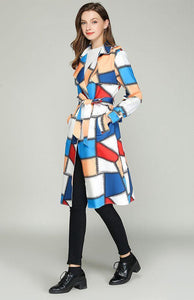 Autume Long Mid-Length Slim Waistband Fashion Casual Color Coat