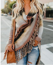 Load image into Gallery viewer, Tassels Long Sleeve Irregular Hem Cowl Neck Sweater