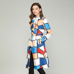 Autume Long Mid-Length Slim Waistband Fashion Casual Color Coat