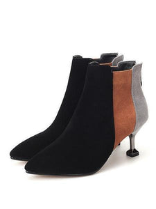 Pointed Scrub Short Boots Colorblocked Stiletto Martin Boots