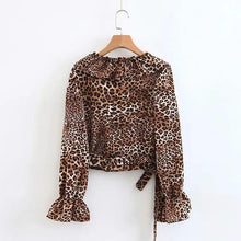 Load image into Gallery viewer, Leopard Print Long Sleeve Casual Tops
