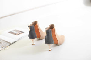 Pointed Scrub Short Boots Colorblocked Stiletto Martin Boots