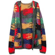 Load image into Gallery viewer, Autumn And Winter Colorful Knit Cardigan Lazy Wind Hooded Coat