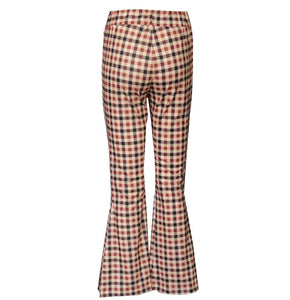Autumn And Winter Lattice Leisure Micro Bell-bottom Trousers