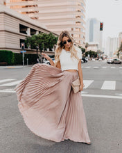 Load image into Gallery viewer, Solid Color High Waist Pleated Long Maxi Skirt