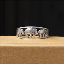Load image into Gallery viewer, S 925 silver Retro opening three small elephant ring female auspicious transport old ring