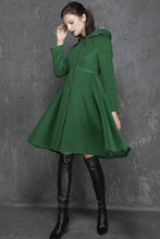 Load image into Gallery viewer, New solid color hooded long swing slim slim fashion simple coat