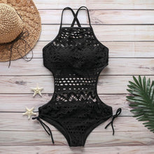 Load image into Gallery viewer, Sexy Solid Color Lace Openwork Bikini Swimsuit
