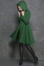 Load image into Gallery viewer, New solid color hooded long swing slim slim fashion simple coat