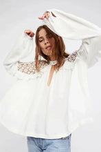 Load image into Gallery viewer, Human Cotton Crepe Lace Bohemian Retro Stitching Openwork Pullover Loose Blouse