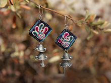 Load image into Gallery viewer, Handmade Embroidered Old Silver Retro National Style Earrings