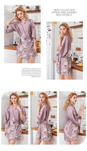 Load image into Gallery viewer, Silk Crane Pajama Girl Summer Mid Sleeve Bride Morning Robe Big Yard Home Robe Bathrobe color78