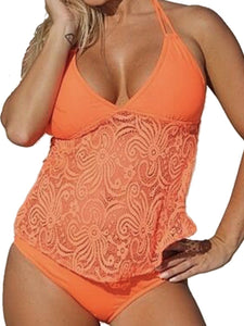 Ladies Swimsuit Mesh Pattern Split Swimwear Bikini