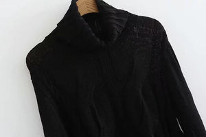 Autumn And Winter High Collar Twist Short Sexy Umbilical Sweater