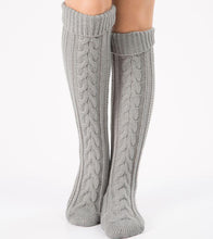 Load image into Gallery viewer, Wool legs leg warp knit Christmas boots over the knee diagonal 8 pattern twist floor socks