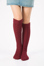 Load image into Gallery viewer, Wool legs leg warp knit Christmas boots over the knee diagonal 8 pattern twist floor socks