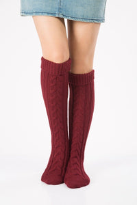 Wool legs leg warp knit Christmas boots over the knee diagonal 8 pattern twist floor socks