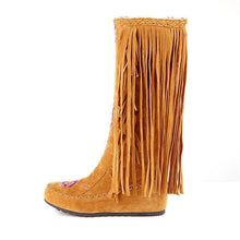 Load image into Gallery viewer, Spring and Autumn Women s Boots New Fashion Ethnic Fashion Casual Fringed Boots with flat-bottomed boots