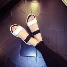 Load image into Gallery viewer, Pure Color Peep Toe Color Match Slip On Elastice Flat Sandals