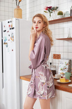 Load image into Gallery viewer, Silk Crane Pajama Girl Summer Mid Sleeve Bride Morning Robe Big Yard Home Robe Bathrobe color78