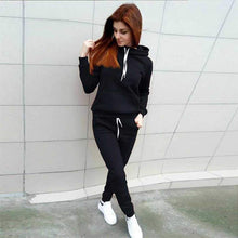 Load image into Gallery viewer, Autumn Winter Suit Casual  Women&#39;s Suit Loose Patchwork Hoodies and Long Pants 2 Pcs  Lantern Sleeve Big Size Female Sets