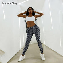 Load image into Gallery viewer, Beauty Stay Women Leggings Black Sporting Tyre Printing  High Waist Fitness Hip Push Up Casual Sexy  Workout Pants