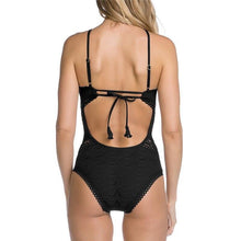 Load image into Gallery viewer, Black Mesh Lace Crochet One Piece Swimsuit Retro Women Bodysuit Female Monokini Vintage Swimwear Sexy Beach Wear Big XXL Bikini