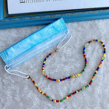 Load image into Gallery viewer, Bohemian Colorful Beaded Face Mask Holder Chain Rainbow Flower Eyeglass Necklace 77HE