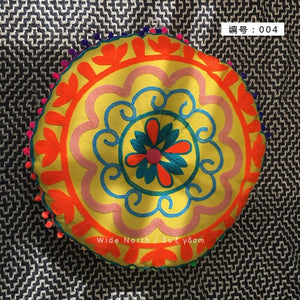 Bohemian Tatami Cushion Cute Pillow  Fluffy Pillow   Embroidered Futon Chair Cushion Round Tassel with Core  Pillow Decorative