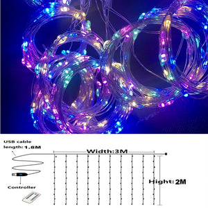 Christmas Decorations for Home 3m Curtain String Light Flash Fairy Garland Home Decor Navidad 2021 Xmas Decoration New Year 2022