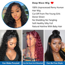 Load image into Gallery viewer, Deep Wave Closure Wig Human Hair Lace Frontal Wigs 13x6 Lace Front Wig PrePlucked Bleached Knots Wigs 13x4 Deep Wave Frontal Wig