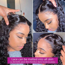 Load image into Gallery viewer, Deep Wave Frontal Wig Transparent Lace Wigs Wet And Wavy Deep Curly Lace Front Human Hair Wigs T Part Brazilian Deep Wave Wig