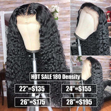 Load image into Gallery viewer, Deep Wave Frontal Wig Transparent Lace Wigs Wet And Wavy Deep Curly Lace Front Human Hair Wigs T Part Brazilian Deep Wave Wig